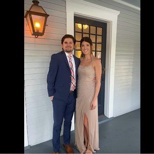 Taupe Azazie Kalea Bridesmaid Dress